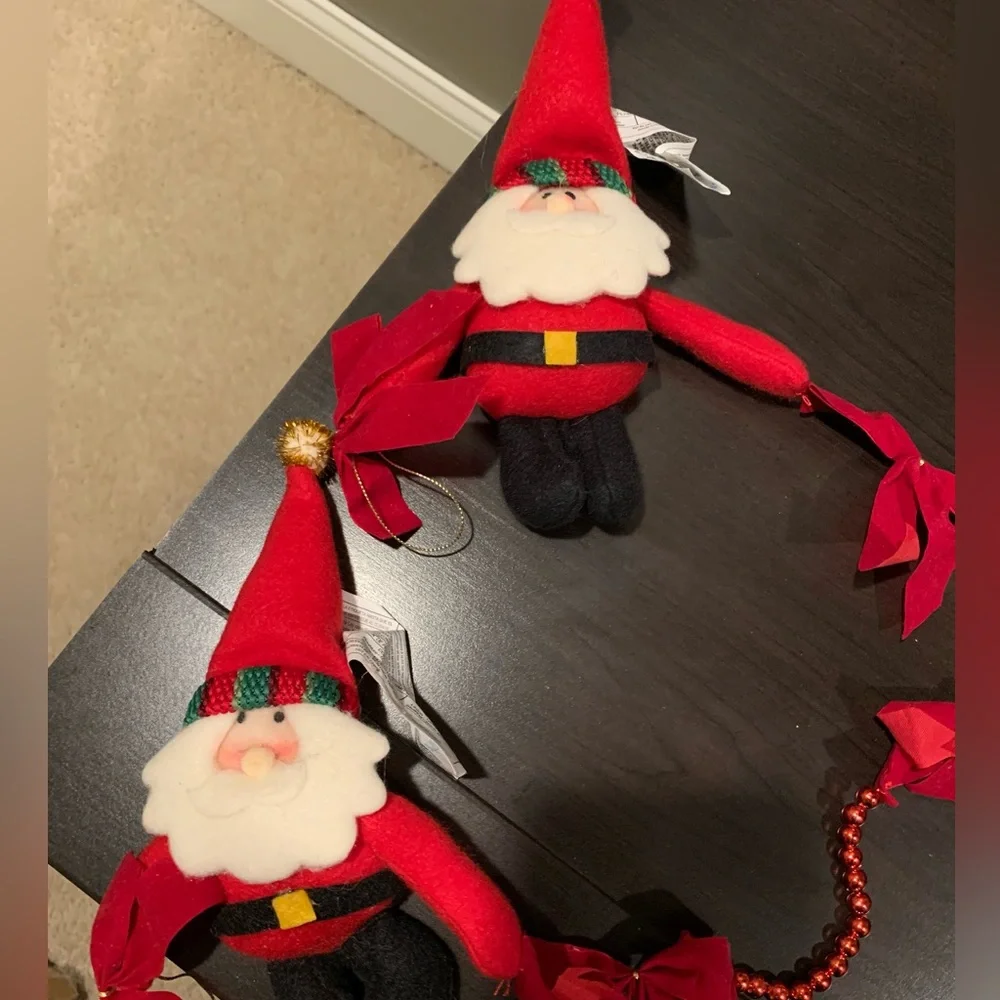 Santa, Bear and Snowman Plush Garland, Like New, Set of 2, 36” long each
